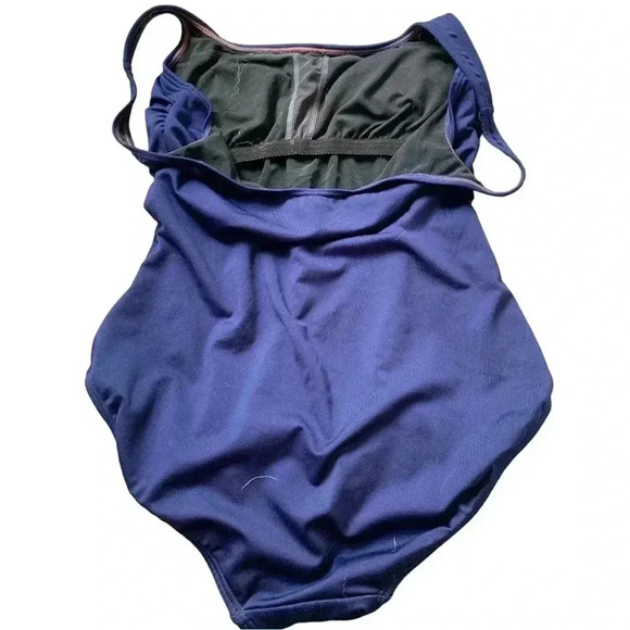 TYR Navy Blue athletic One  Piece Swim Suit, Size 12 - Picture 4 of 5